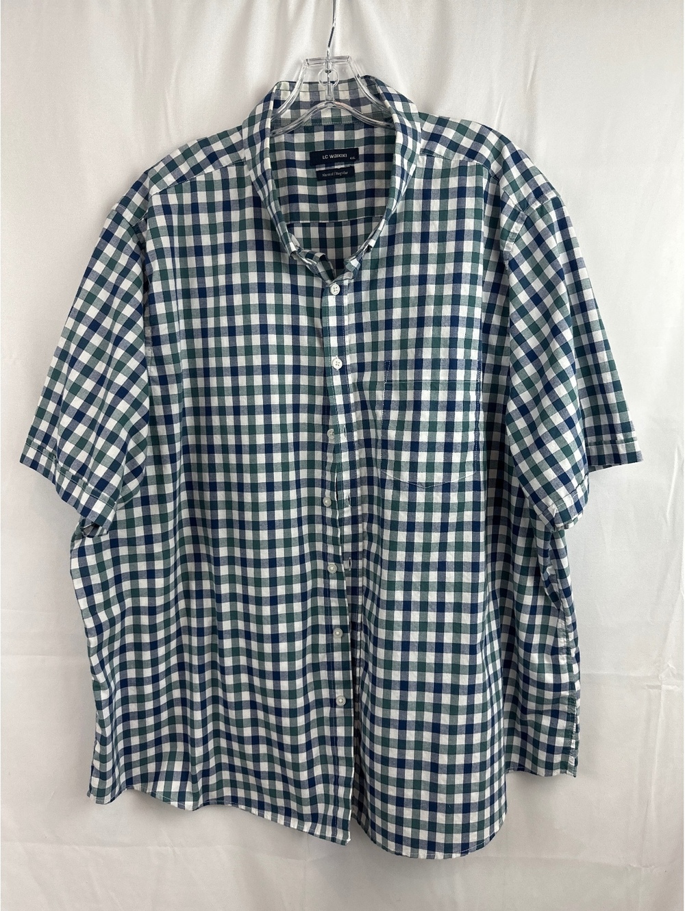 LC Waikiki Men's 4XL Short Sleeve Button-Up Checkered Shirt